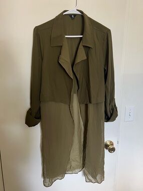 Guess Olive Sheer Longline Blazer Jacket
